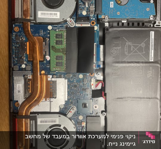 לוח אם עם מאווררים, זיכרון RAM ודיסק קשיח